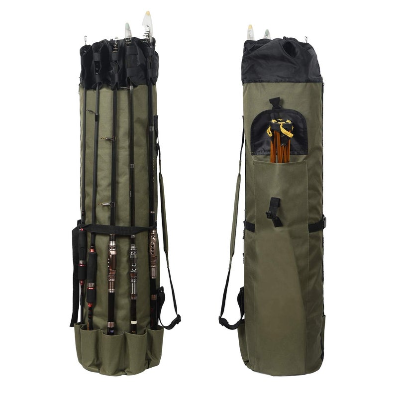 LEADALLWAY Fishing Rod Bag Durable Folding Oxford Fabric Fishing Tackle Carry Case Bag Multifunction Large Capacity Waterproof Fishing Rod Case Holds 5 Poles - Image 1